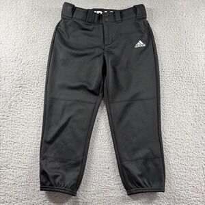 Adidas Baseball Pants Black Youth Small Triple Stripe Reinforced Knee